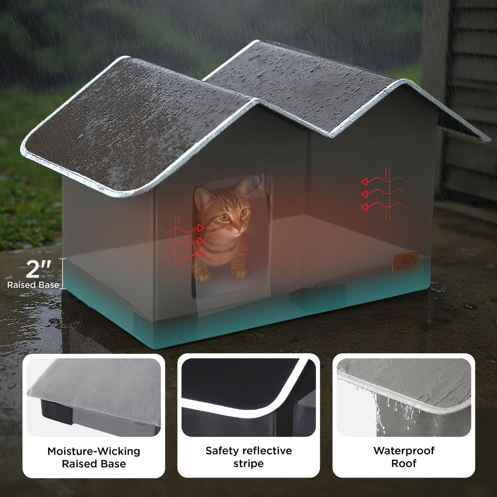 Weatherproof Outdoor Cat House with Raised Base H99690