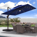 9x9 FT Cantilever Offset Patio Umbrella with Lights & Base L40450