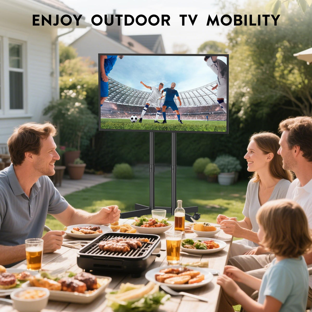 Black Rolling TV Stand for 32-75 Inch TVs L7455