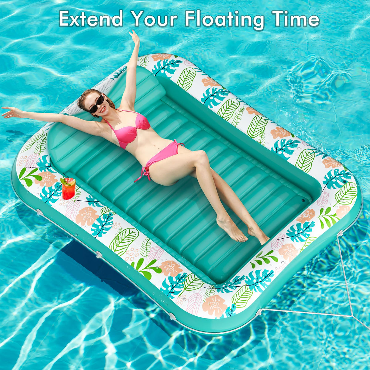 Inflatable Tanning Pool Lounger 75" x 51" Green A31451