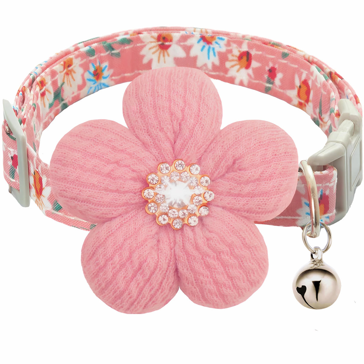 Small Dog Collar with Flower and Bell R405