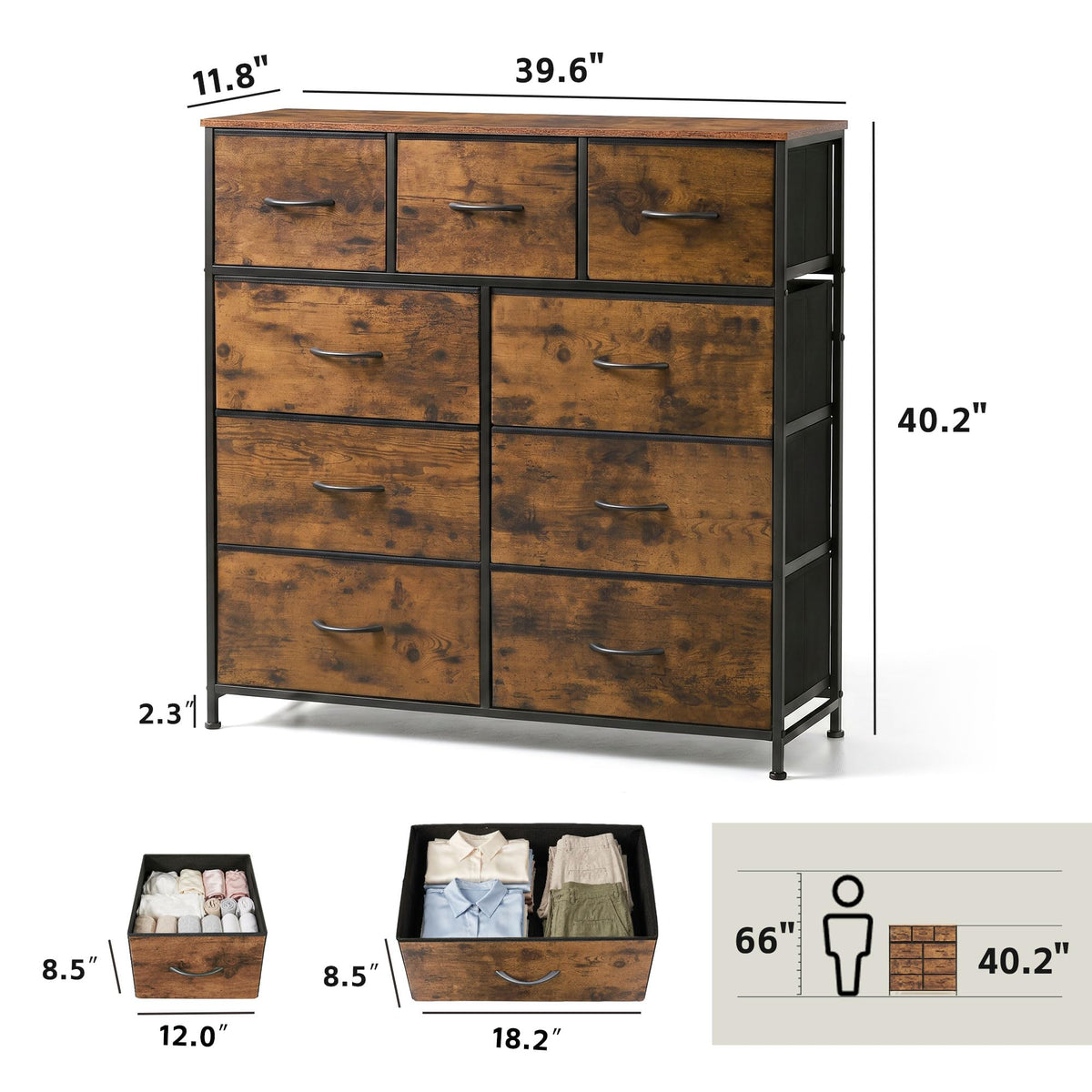 9 Drawer Rustic Brown Dresser H266349