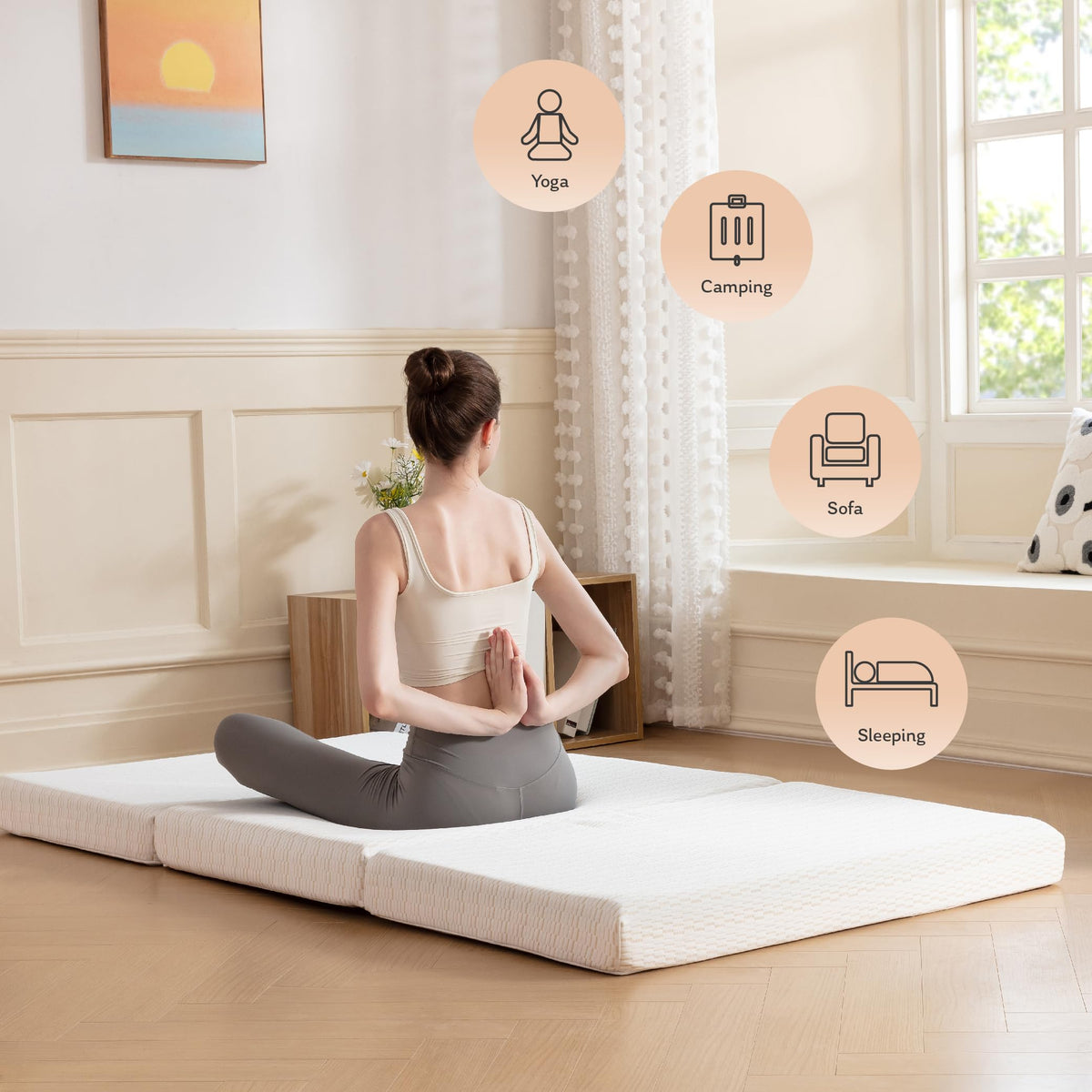 3 Inch Twin Tri Fold Memory Foam Mattress Topper C8953