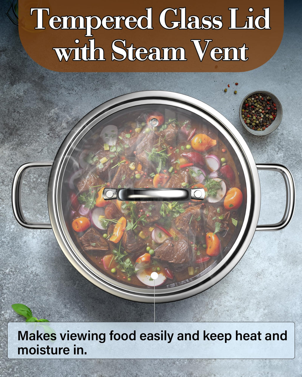 4 Quart Tri-Ply Clad Stainless Steel Stock Pot with Lid C61002
