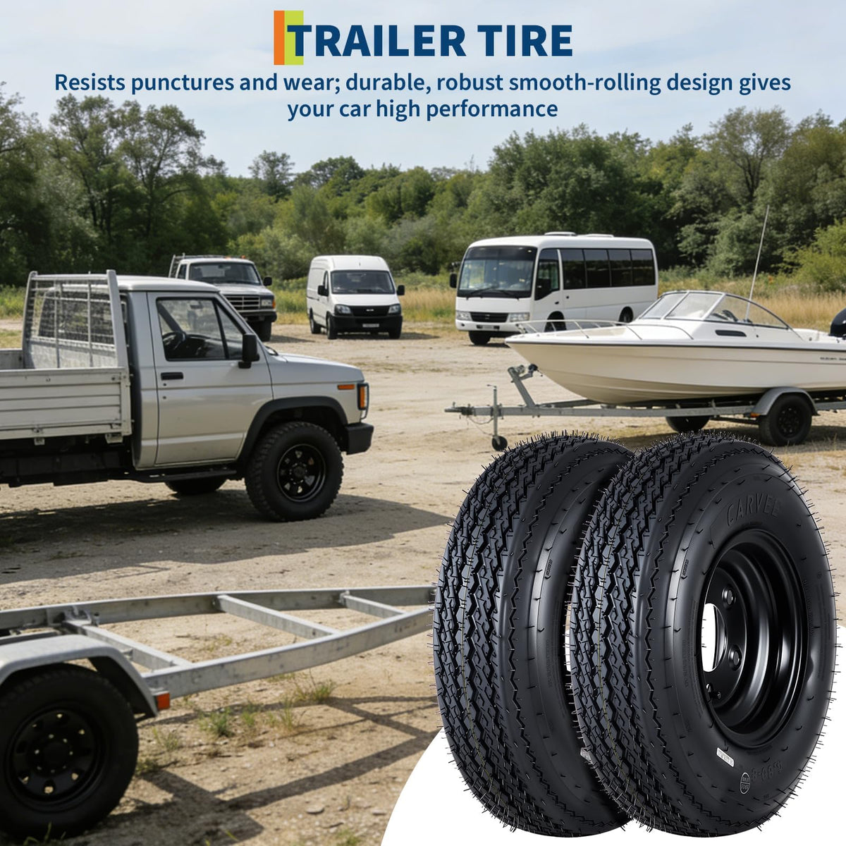 2-Pack 4.80-12 Trailer Tires with 12" Rims X768