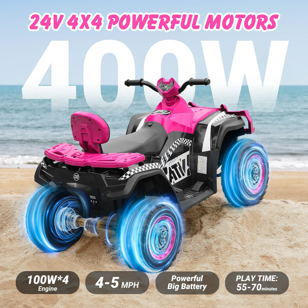 24V 2 Seater 4WD Off-Road Ride on ATV G510604