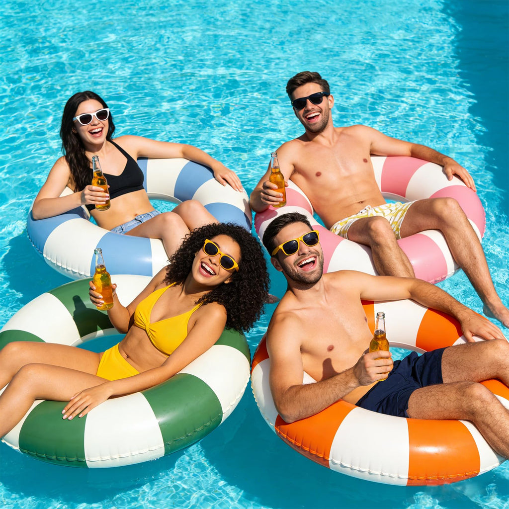 4Pcs Inflatable Pool Float 31 Inch Striped Swim Rings J278576
