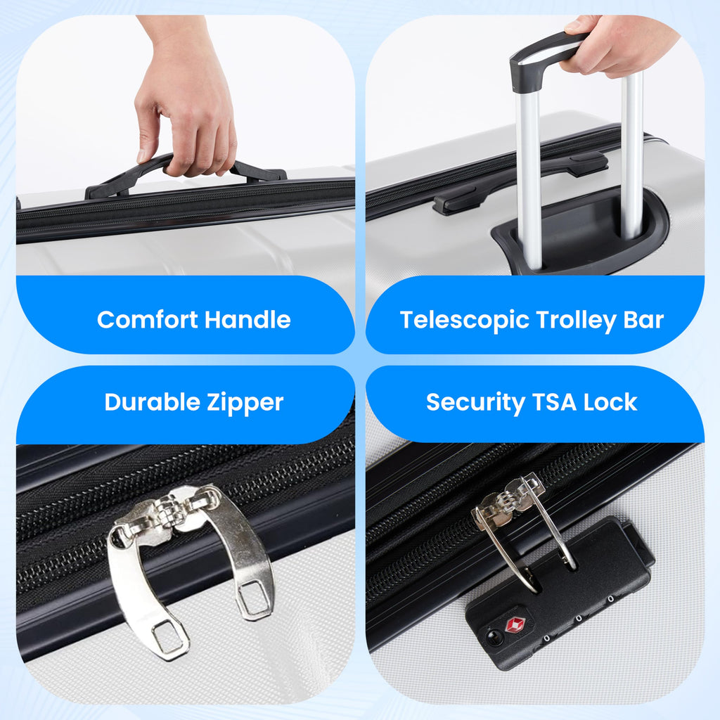 20 Inch White Hardside Carry On Luggage A5977