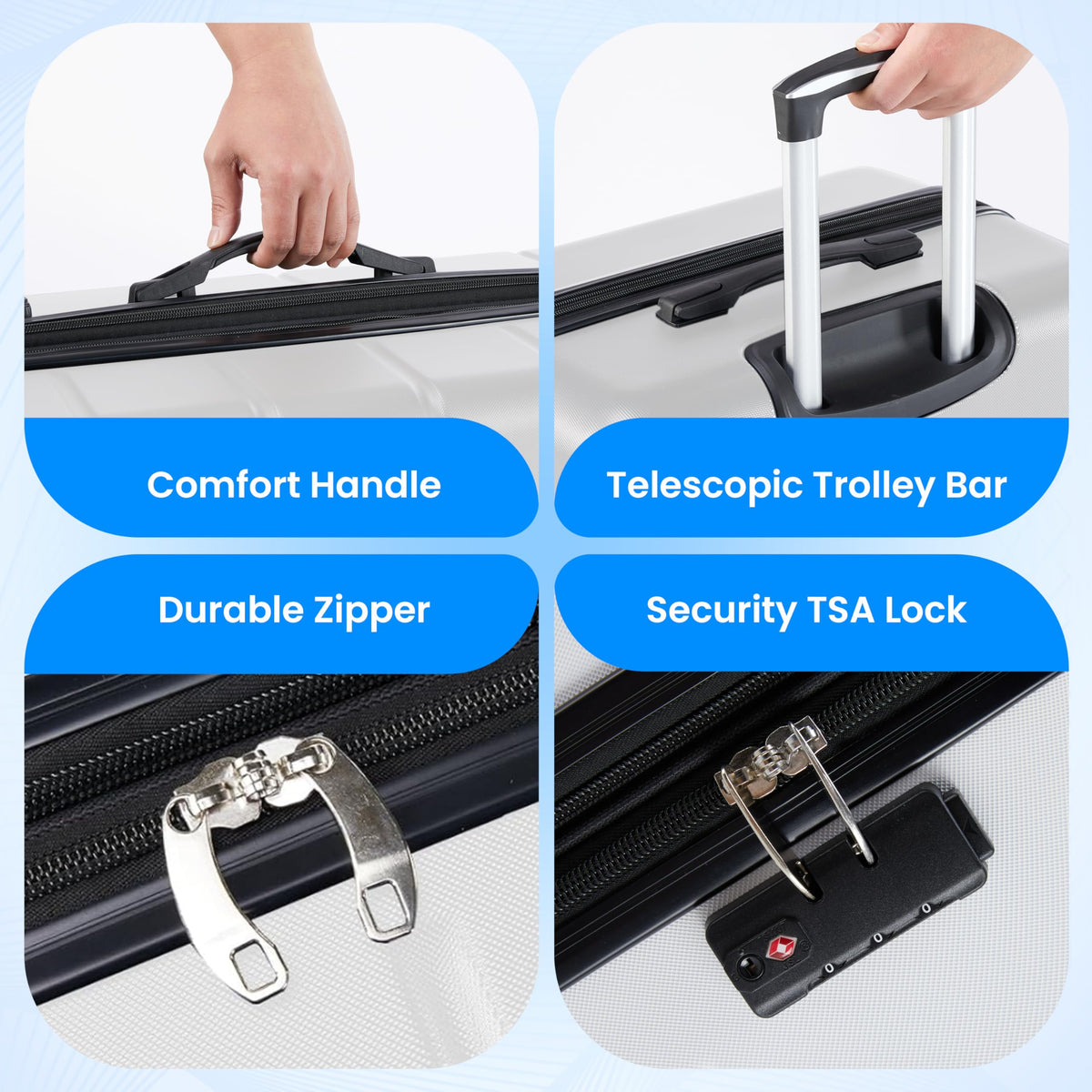 20 Inch White Hardside Carry On Luggage A5977