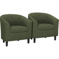 Corduroy Barrel Armchairs Set of 2 Dark Green T8835
