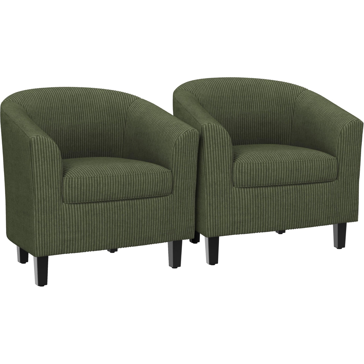Corduroy Barrel Armchairs Set of 2 Dark Green T8835