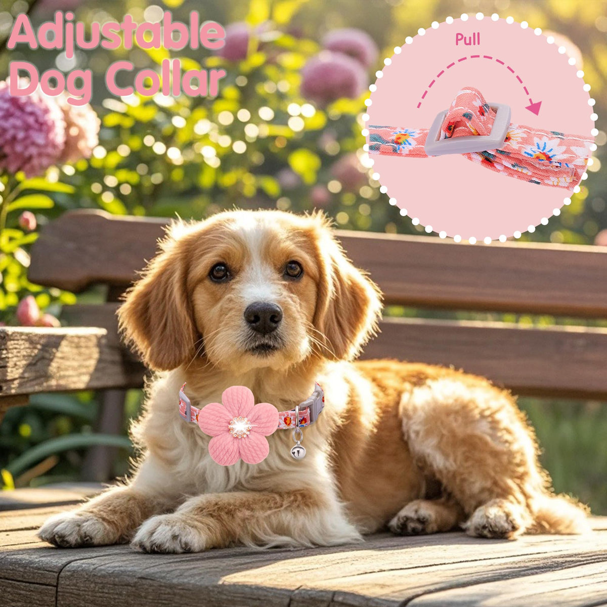 Small Dog Collar with Flower and Bell R405