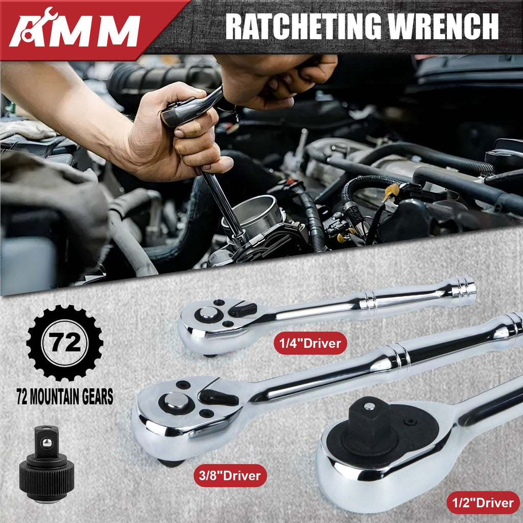 1/4 in, 3/8 in and 1/2 in Drive 202 Piece Mechanics Tool Set G4880