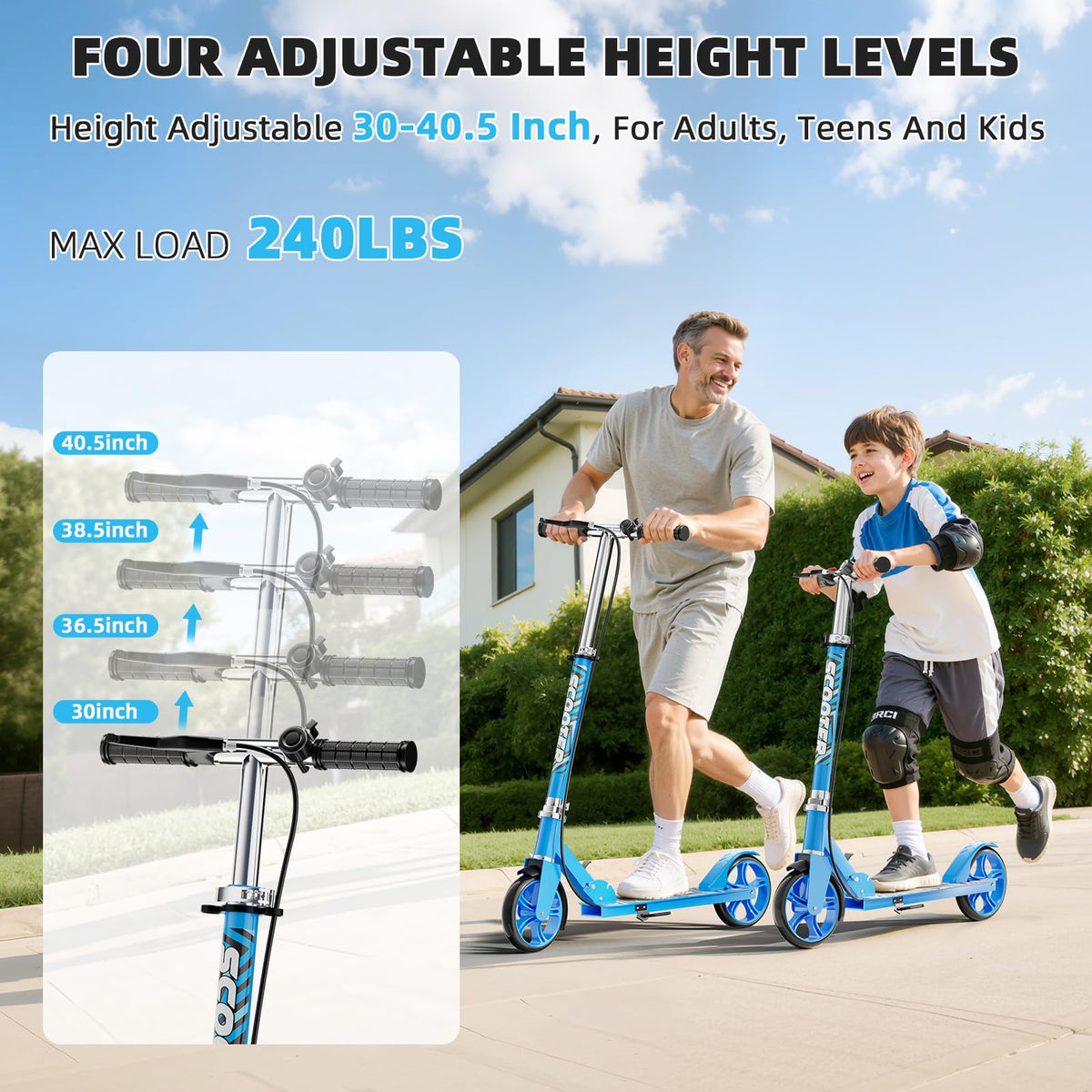 Lightweight Foldable Scooters with 8-Inch Wheels and Hand Brake B330