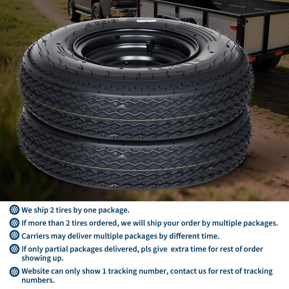 2-Pack 4.80-12 Trailer Tires with 12" Rims X768