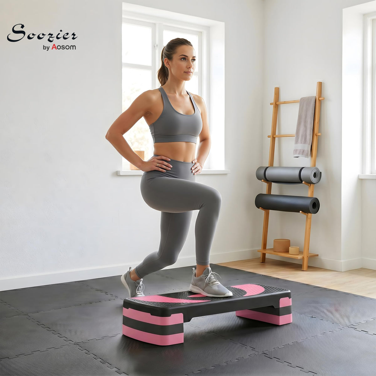 Adjustable Aerobic Stepper 4"-6"-8" Pink H230975