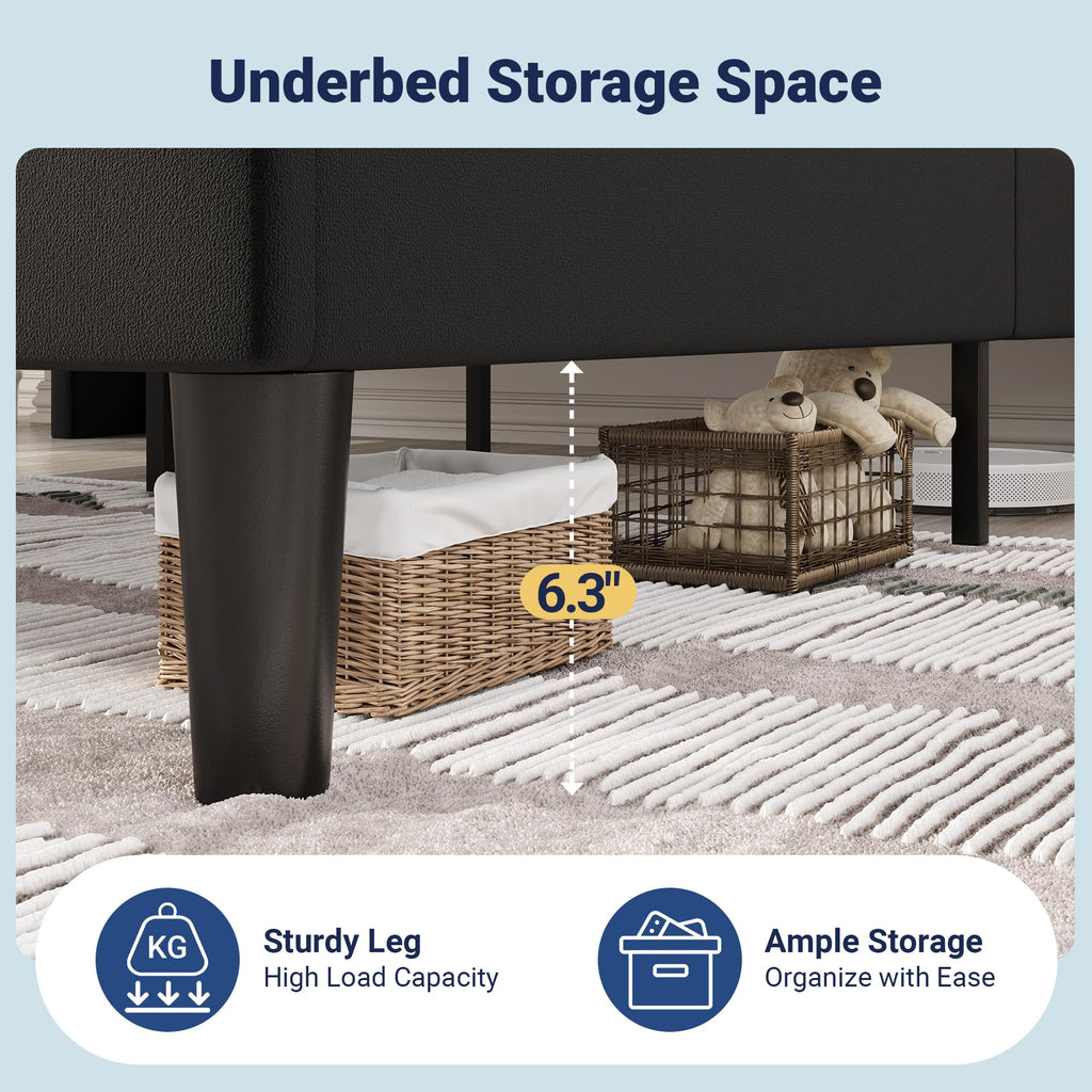 Queen Size Black Velvet Bed Frame with Charging and Shelf I229