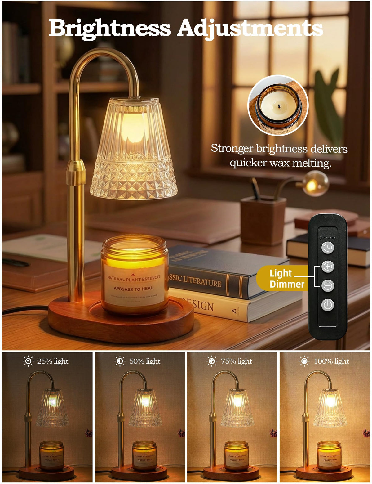 Dimmable Height Adjustable Candle Warmer Lamp with Timer P390