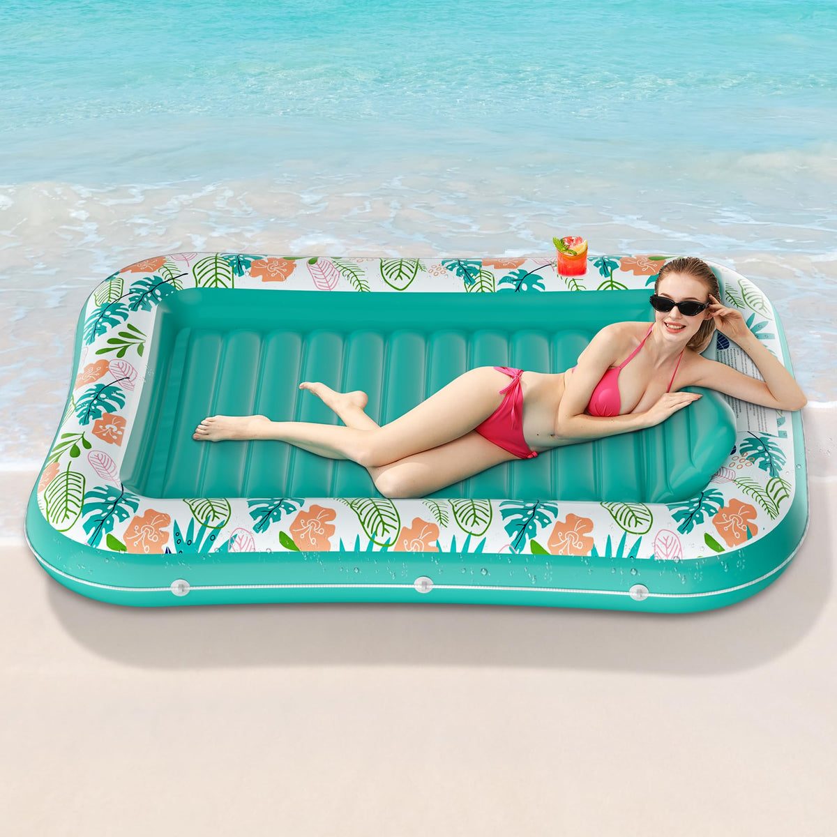 Inflatable Tanning Pool Lounger 75" x 51" Green A31451