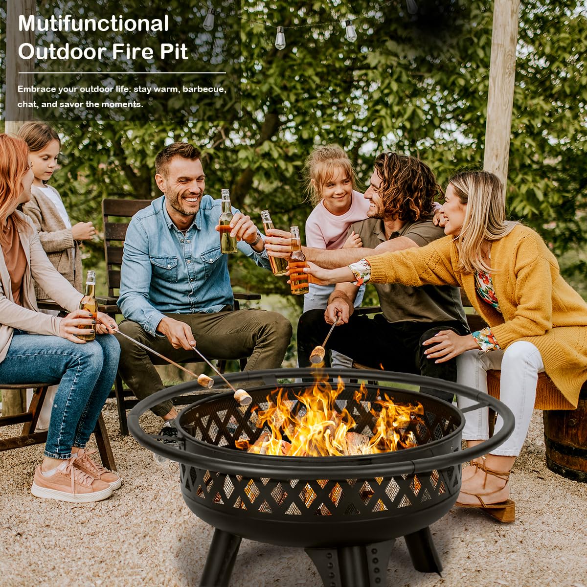 32 Inch Outdoor Fire Pit with Grill G2681