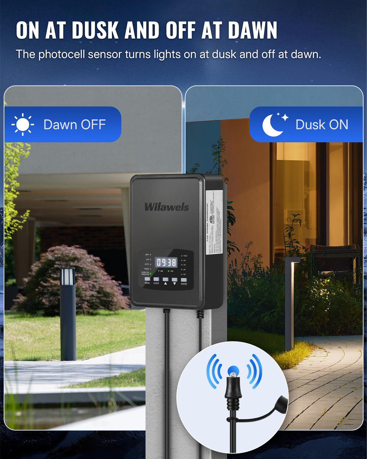 300W Low Voltage Landscape Transformer with Timer and Photocell Sensor F496