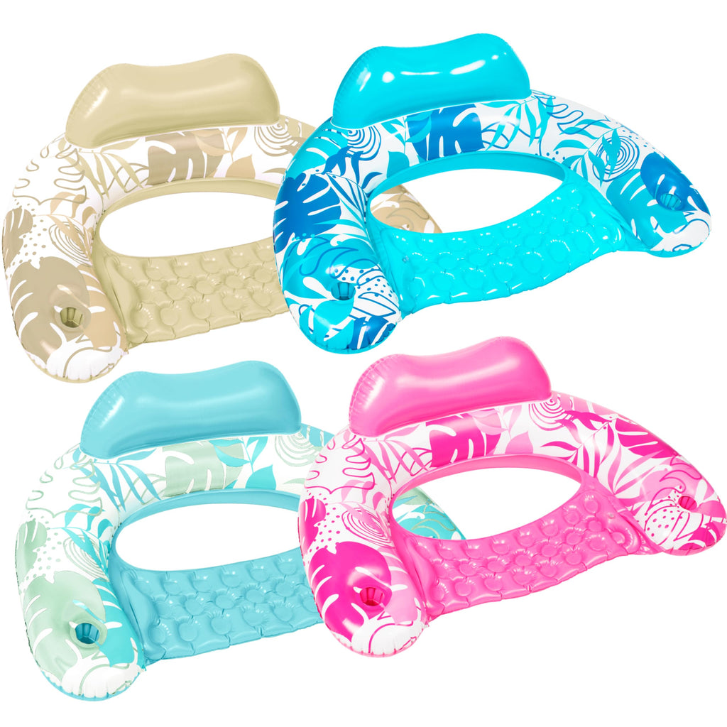 Inflatable Pool Chairs with Cup Holders, 4 Pack A231