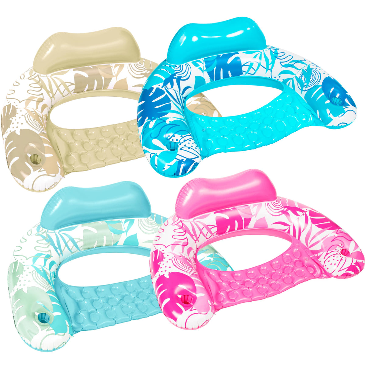 Inflatable Pool Chairs with Cup Holders, 4 Pack A231