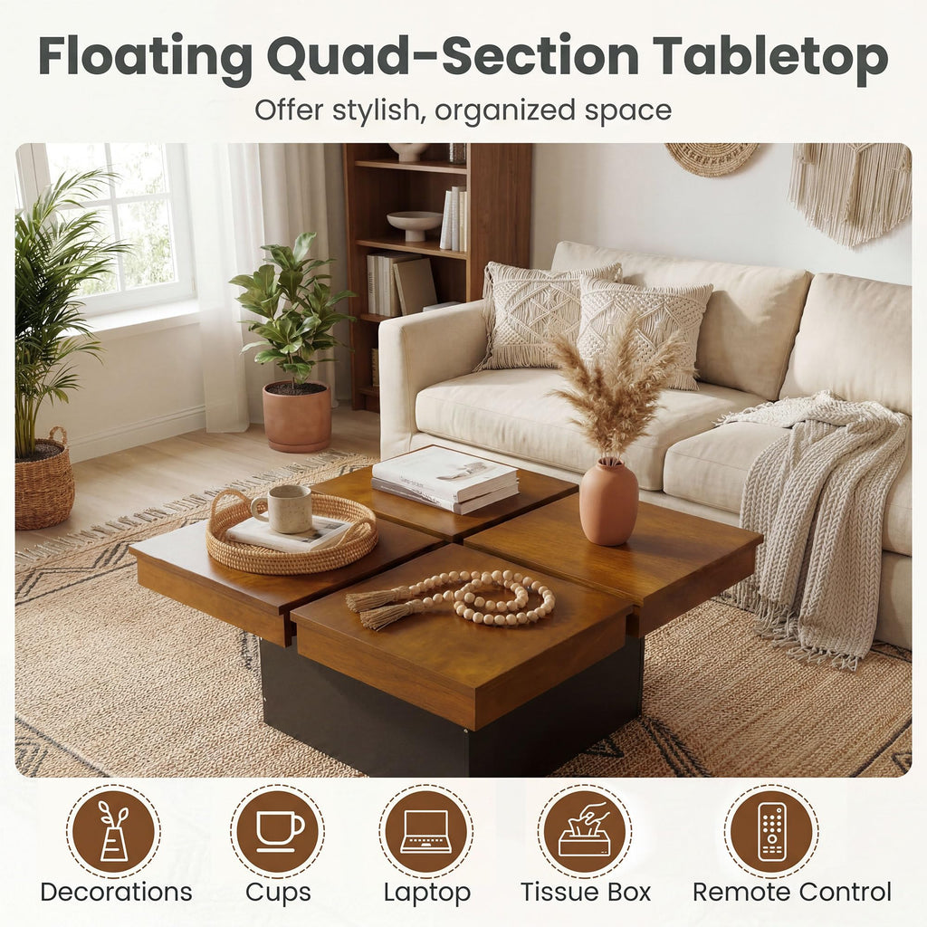 Mid Century Modern Solid Wood Coffee Table J993