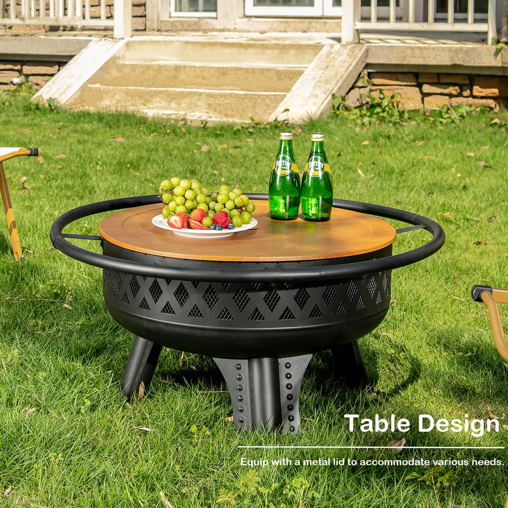 32 Inch Outdoor Fire Pit with Grill G2681