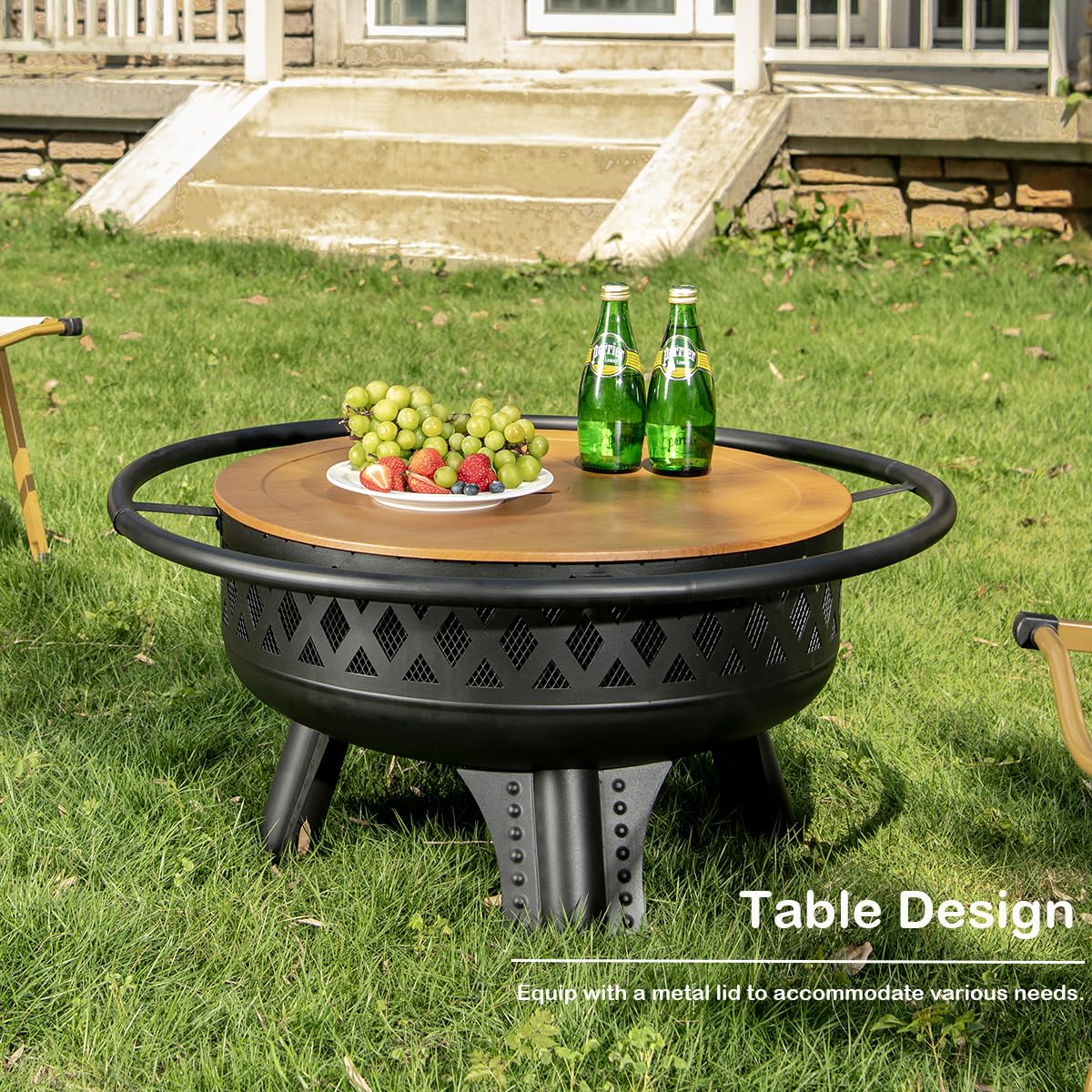 32 Inch Outdoor Fire Pit with Grill G2681