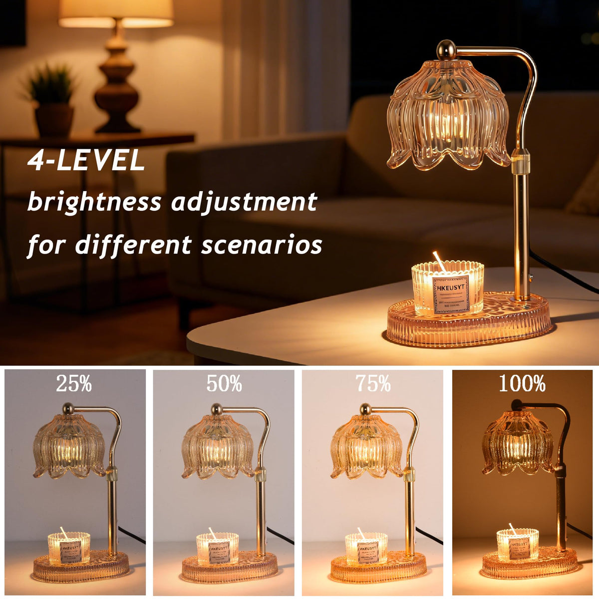 Amber Dimmable Height Adjustable Candle Warmer Lamp D34491