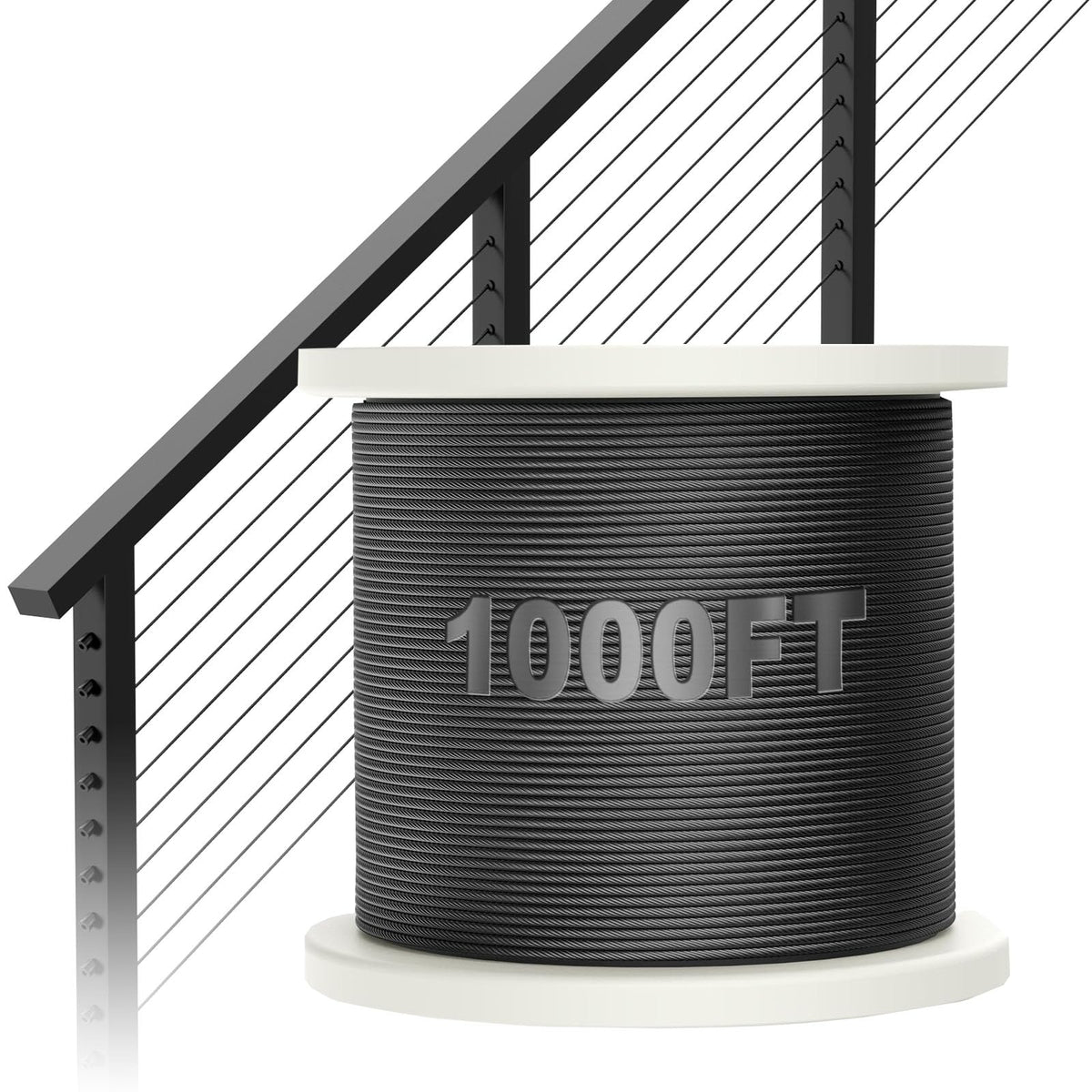 1000FT 1/8" Black Stainless Steel Cable X16254
