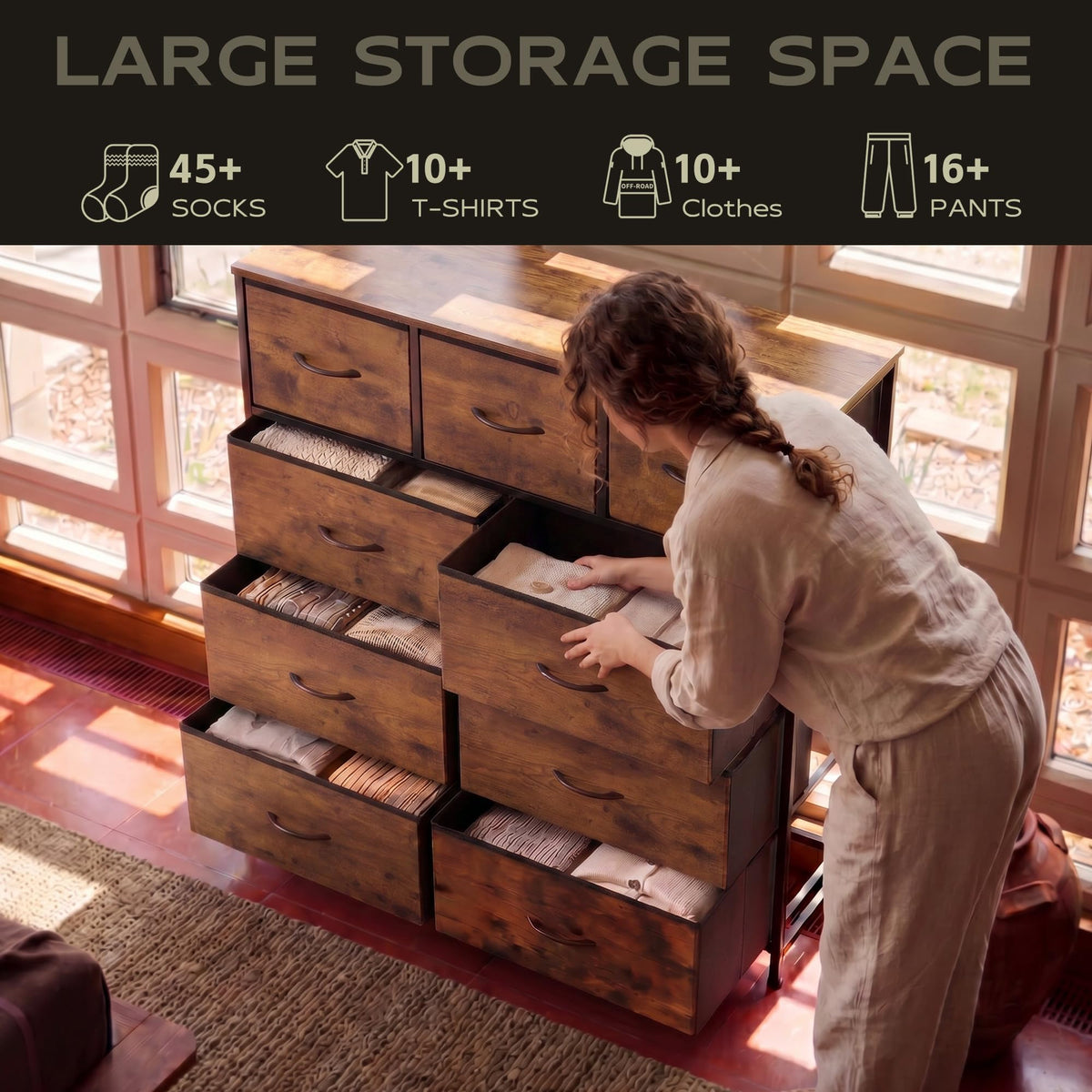 9 Drawer Rustic Brown Dresser H266349