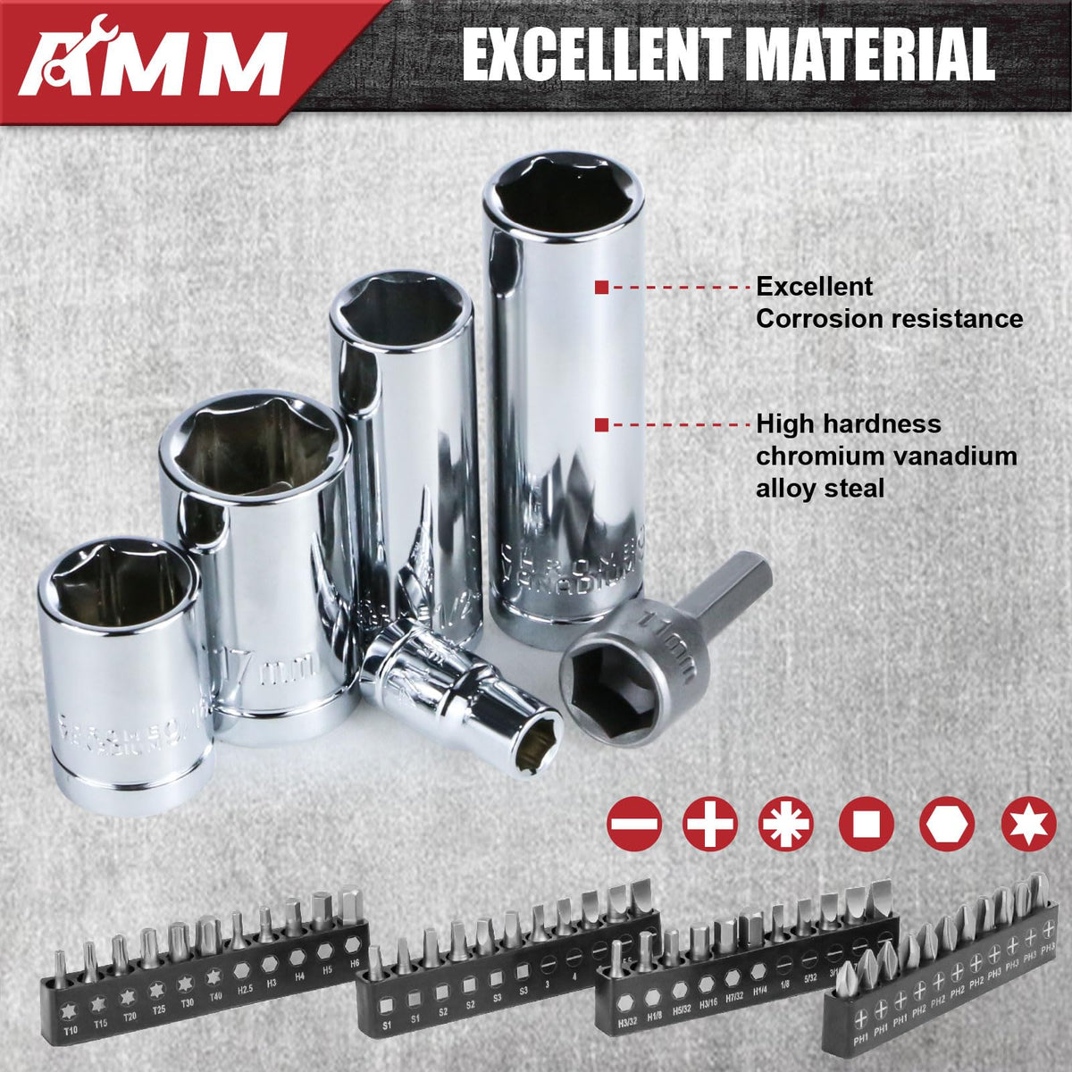 1/4 in, 3/8 in and 1/2 in Drive 202 Piece Mechanics Tool Set G4880