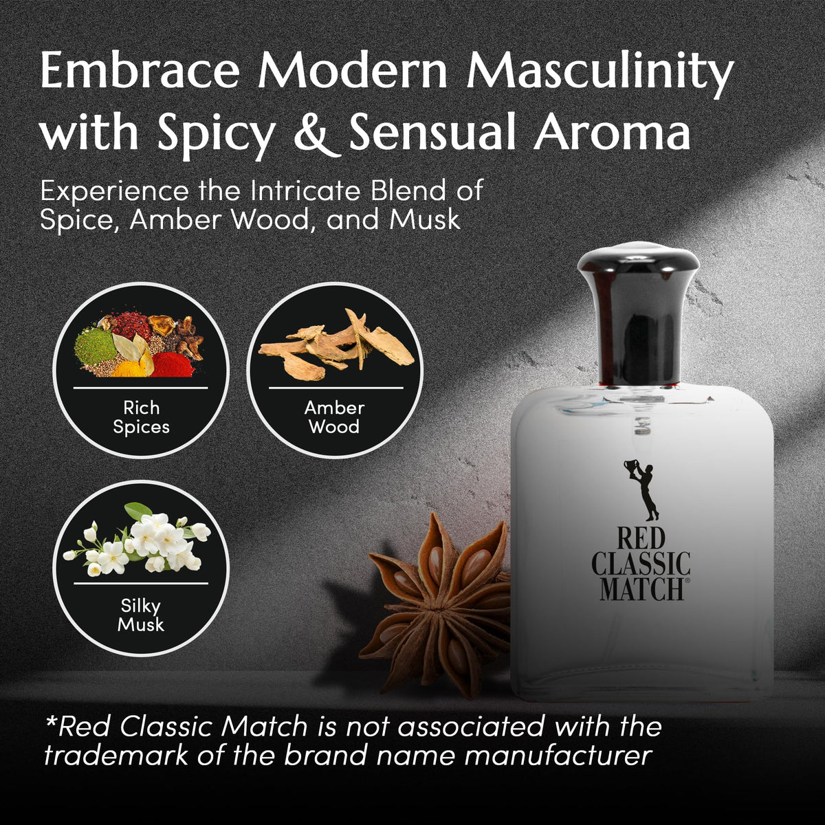 Eau de Toilette Spicy Woody Amber Fragrance 2.54 Fl Oz N201