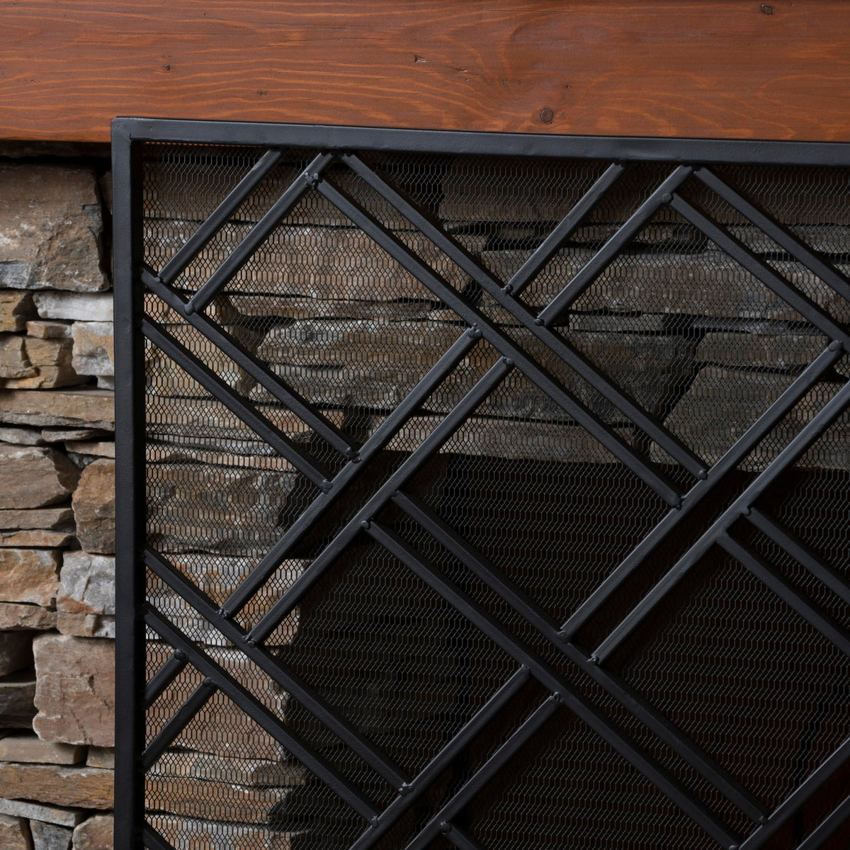 Black Wrought Iron Fireplace Screen D951675