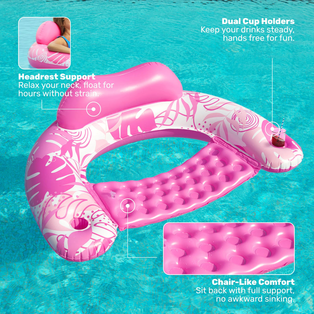 Inflatable Pool Chairs with Cup Holders, 4 Pack A231