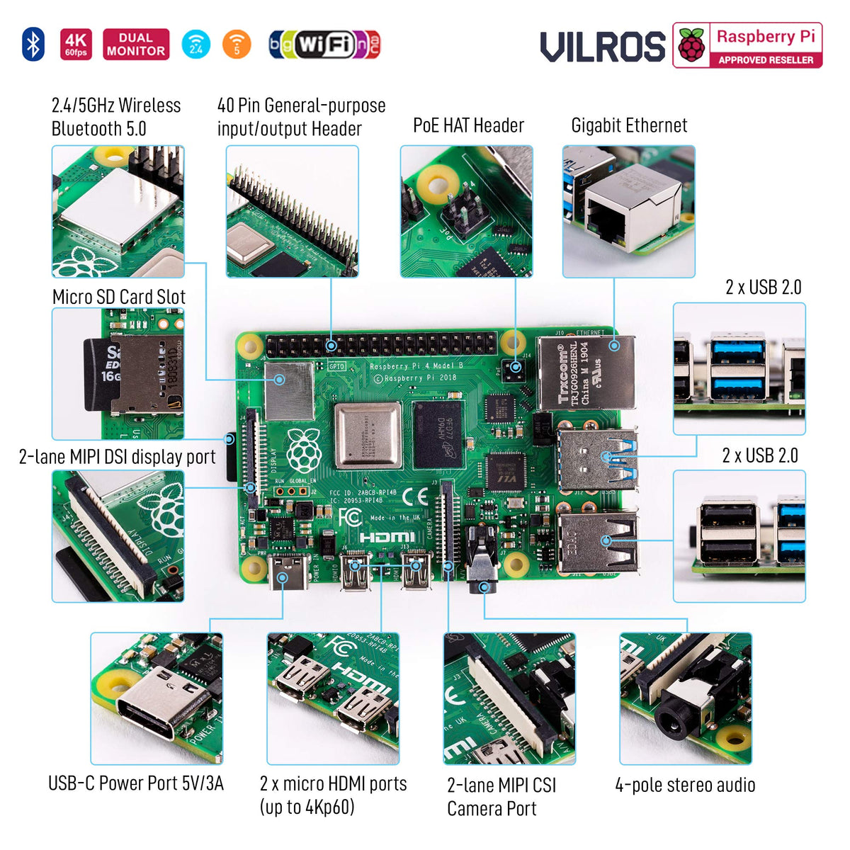 Raspberry Pi 4 Starter Kit with 64GB Micro SD Card J49617