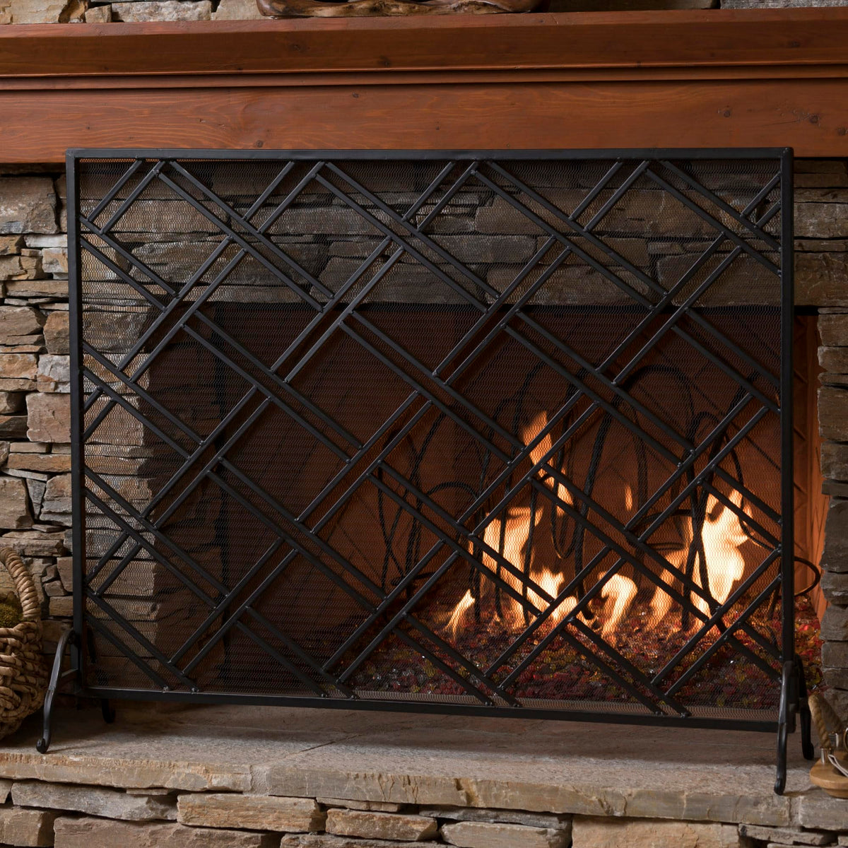 Black Wrought Iron Fireplace Screen D951675