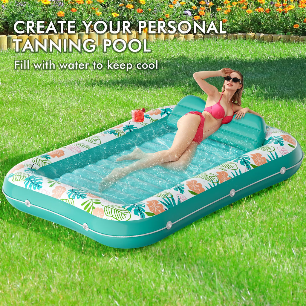 Inflatable Tanning Pool Lounger 75" x 51" Green A31451